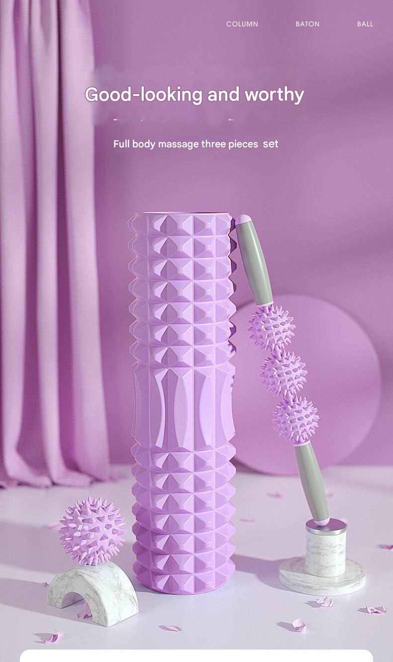 Close-up of foam roller massage stick texture