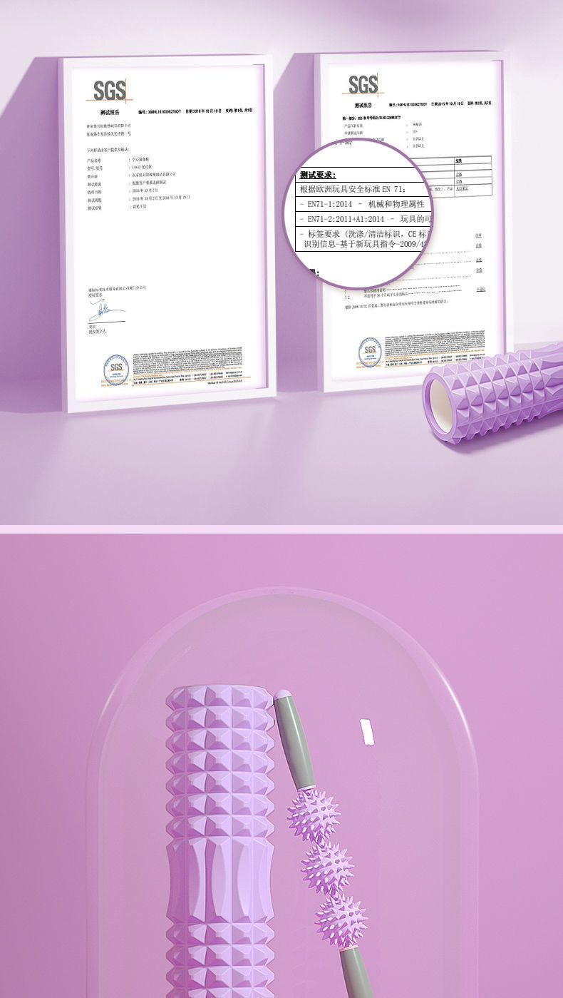 Close-up of foam roller massage stick texture