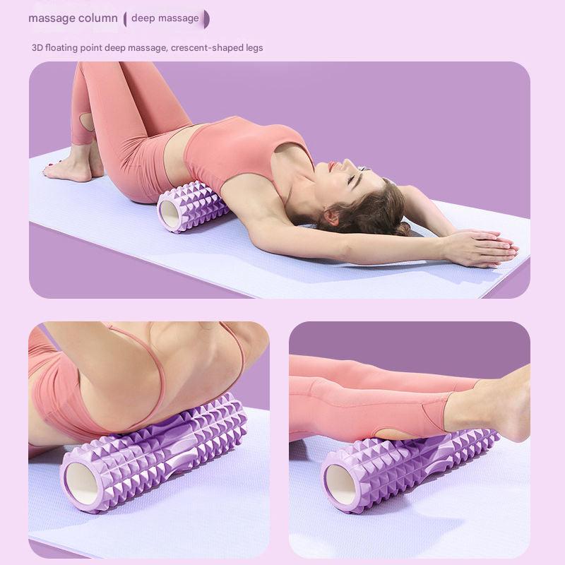Close-up of foam roller massage stick texture
