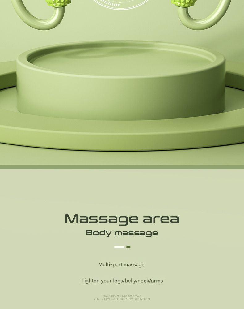 Close-up of leg massager wheels