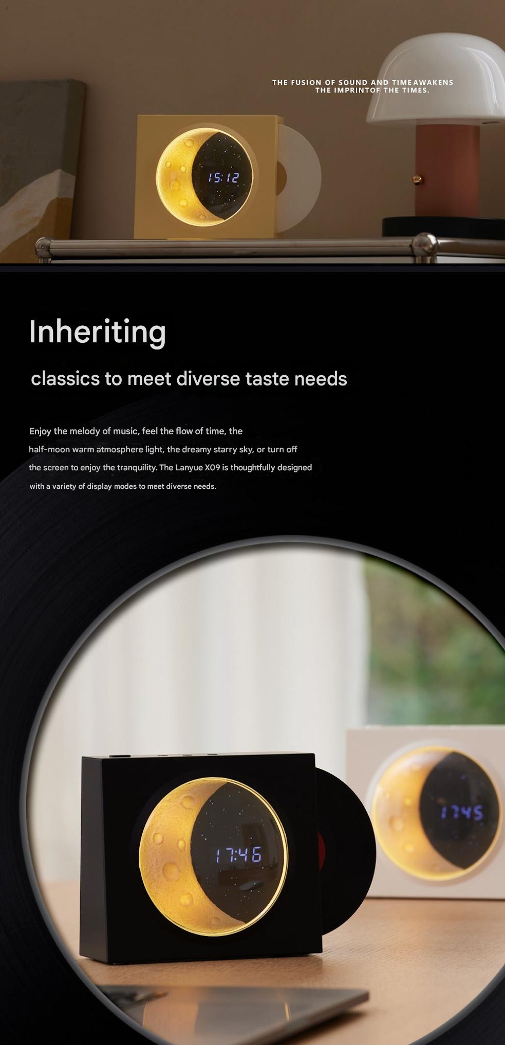 Moon Clock and Star Projector feature on vinyl player
