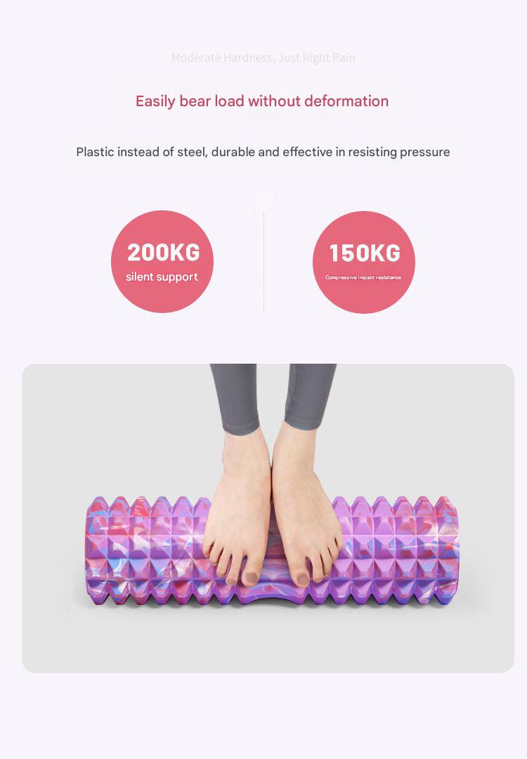 Portable foam roller in use