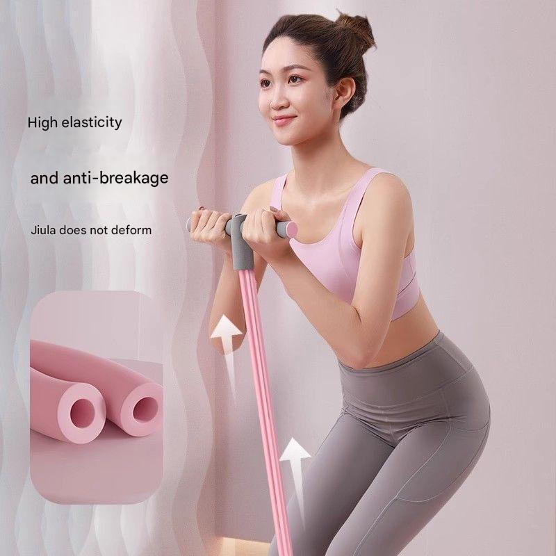 User demonstrating premium resistance bands for fitness training