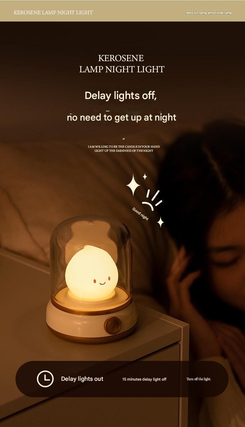 Rechargeable Vintage Oil Lamp illuminated