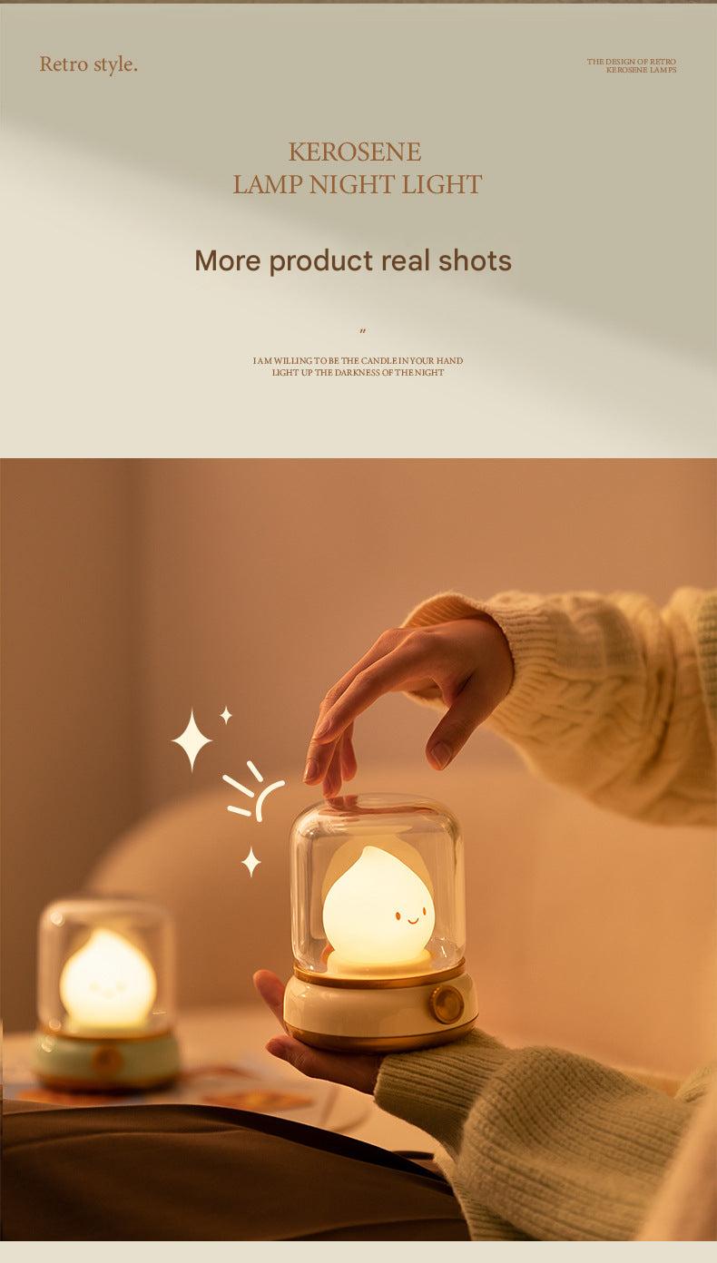 Rechargeable Vintage Oil Lamp illuminated