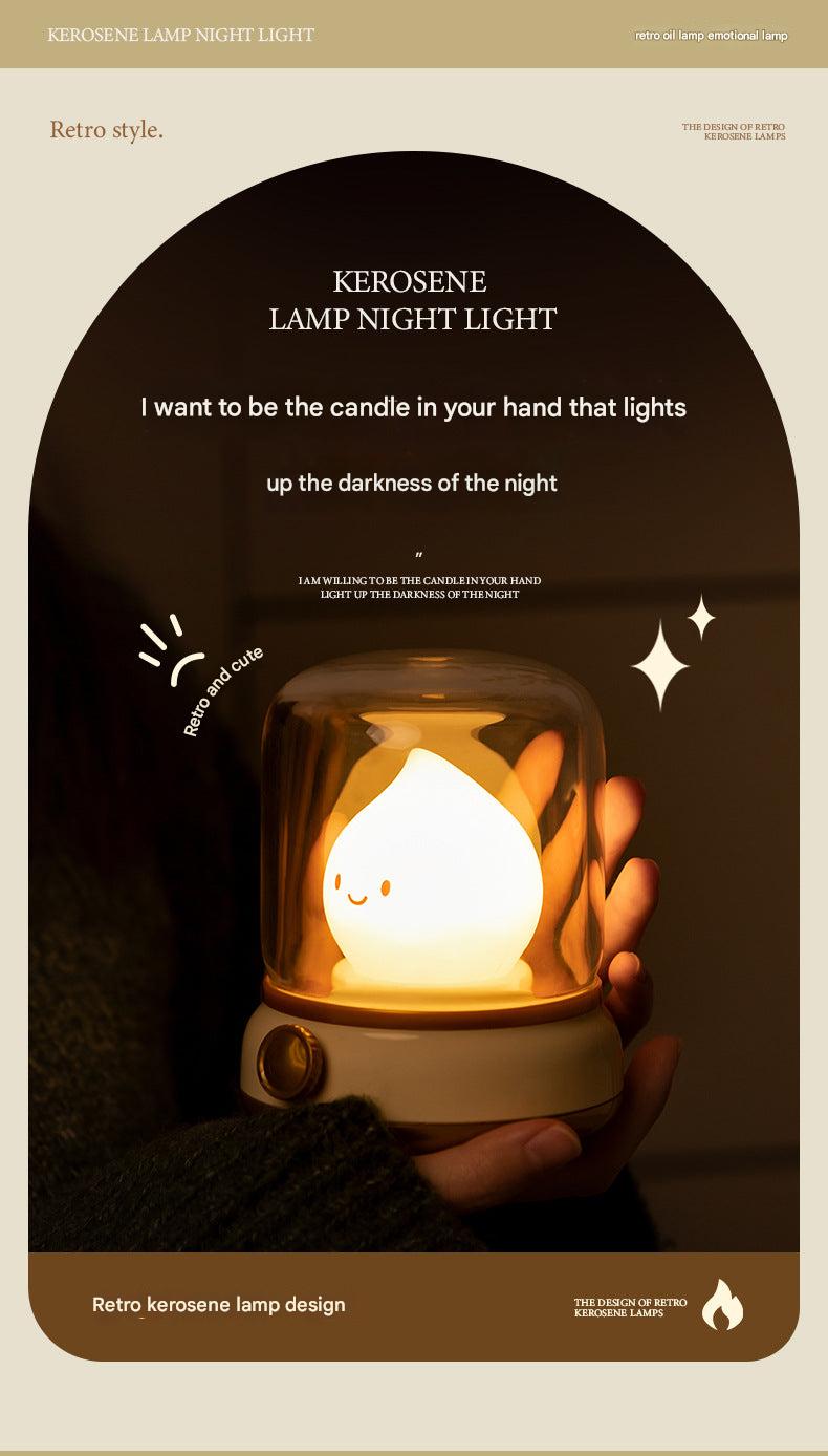 Rechargeable Vintage Oil Lamp next to baby crib