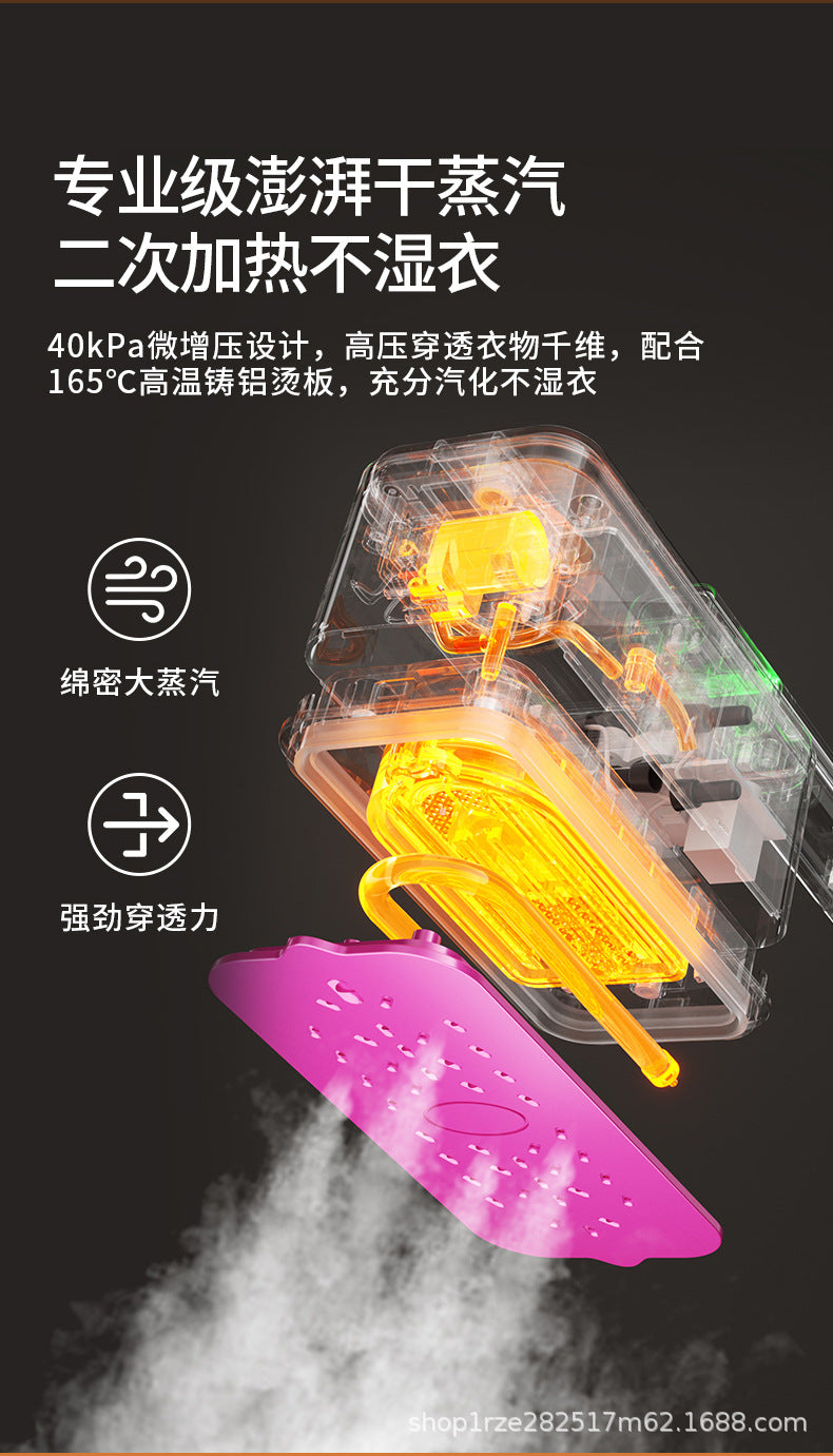 Portable steam iron close-up with controls