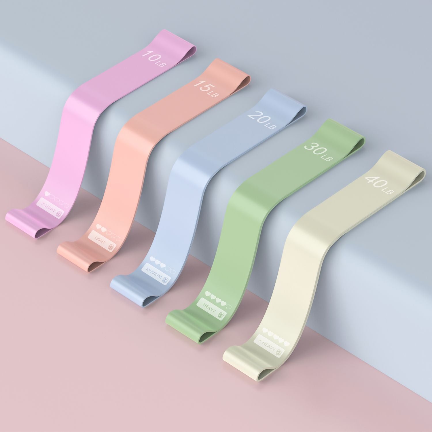 Close-up of purple and pink resistance bands
