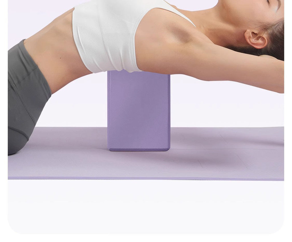 Yoga blocks stacked for easy storage