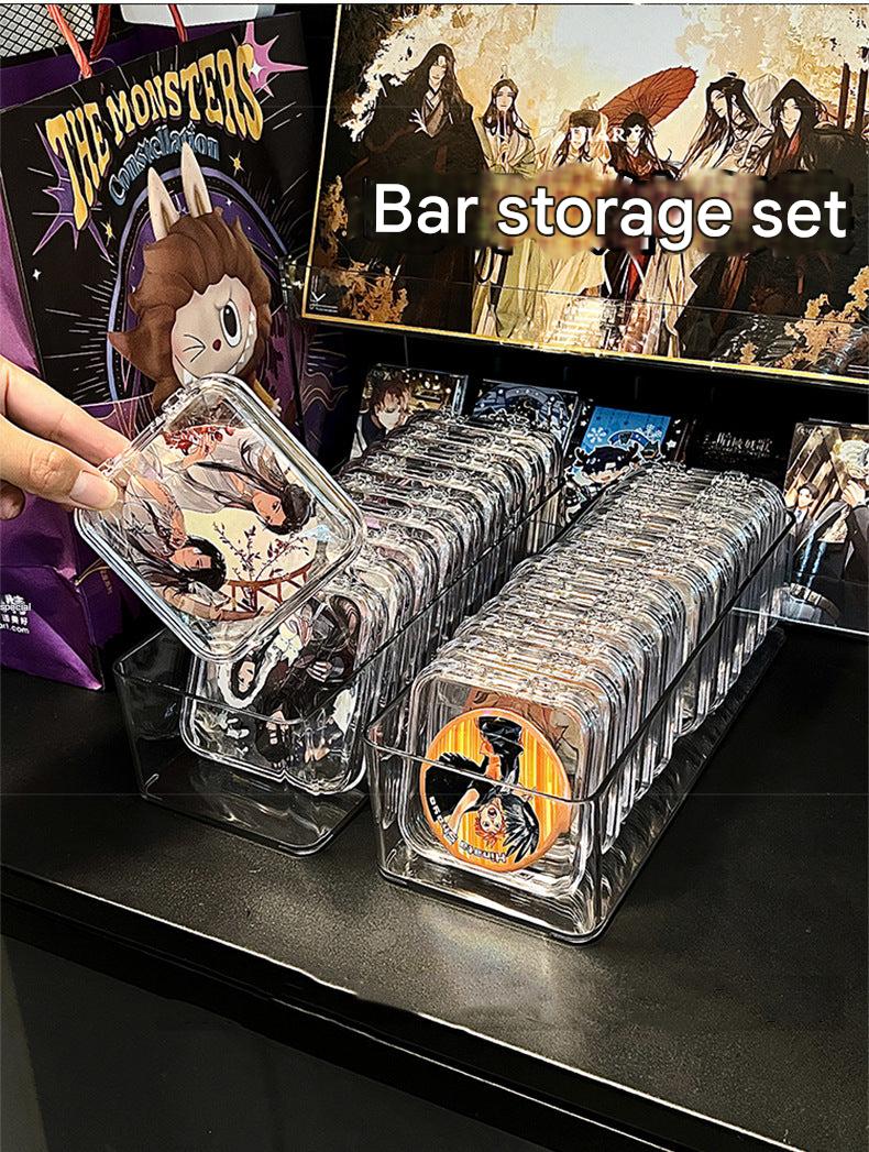different sizes of clear acrylic storage boxes