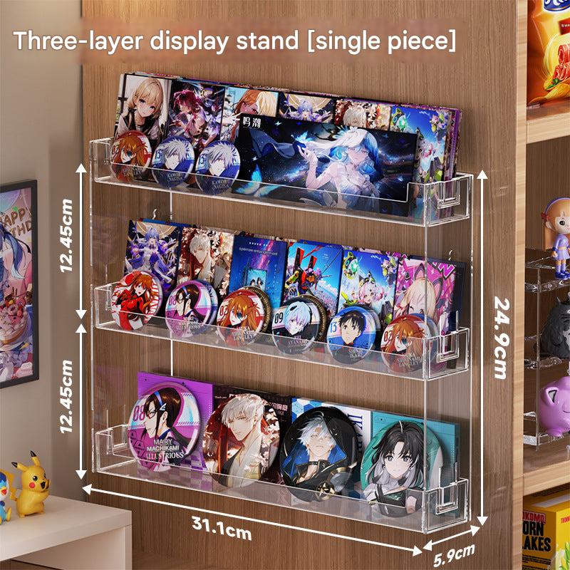 collection of badges in acrylic organiser