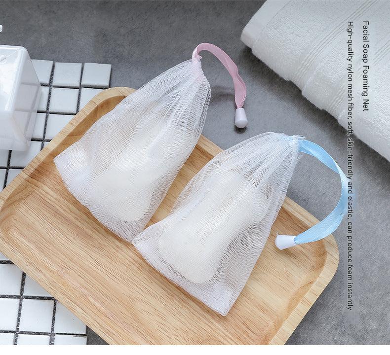 Reusable soap bag showcased with soap