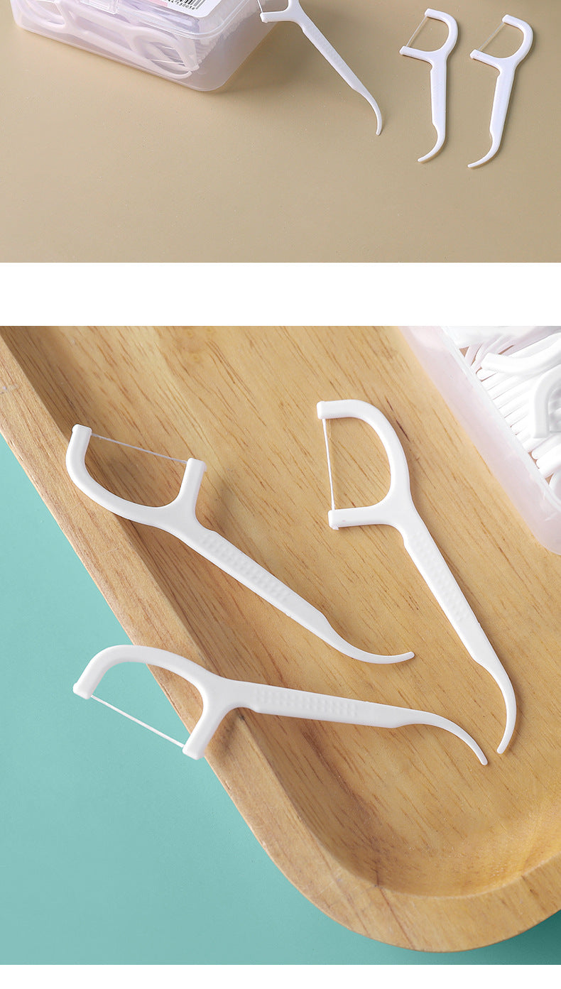 Portable Dental Floss Picks in plastic case