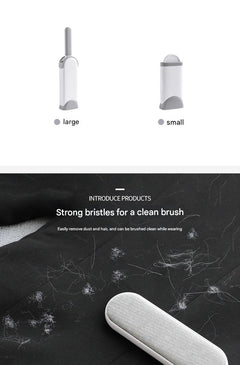Double-sided pet hair remover brush on furniture