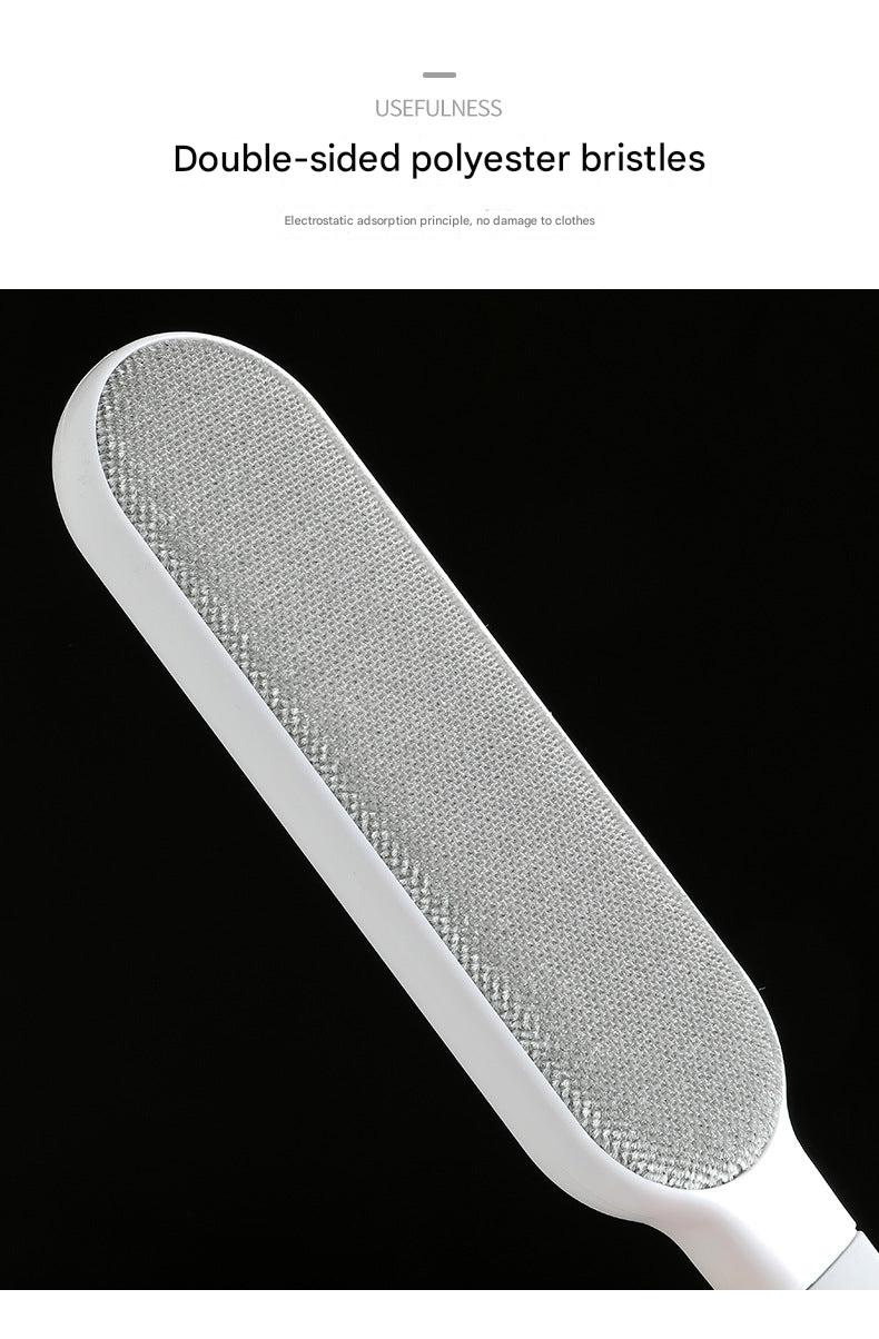 Double-sided hair brush displaying pet hair removal