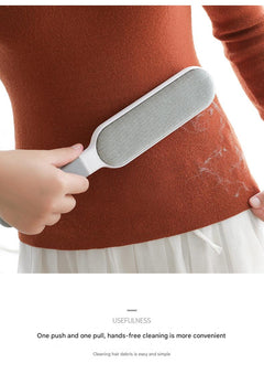 Pet owner using the hair remover brush