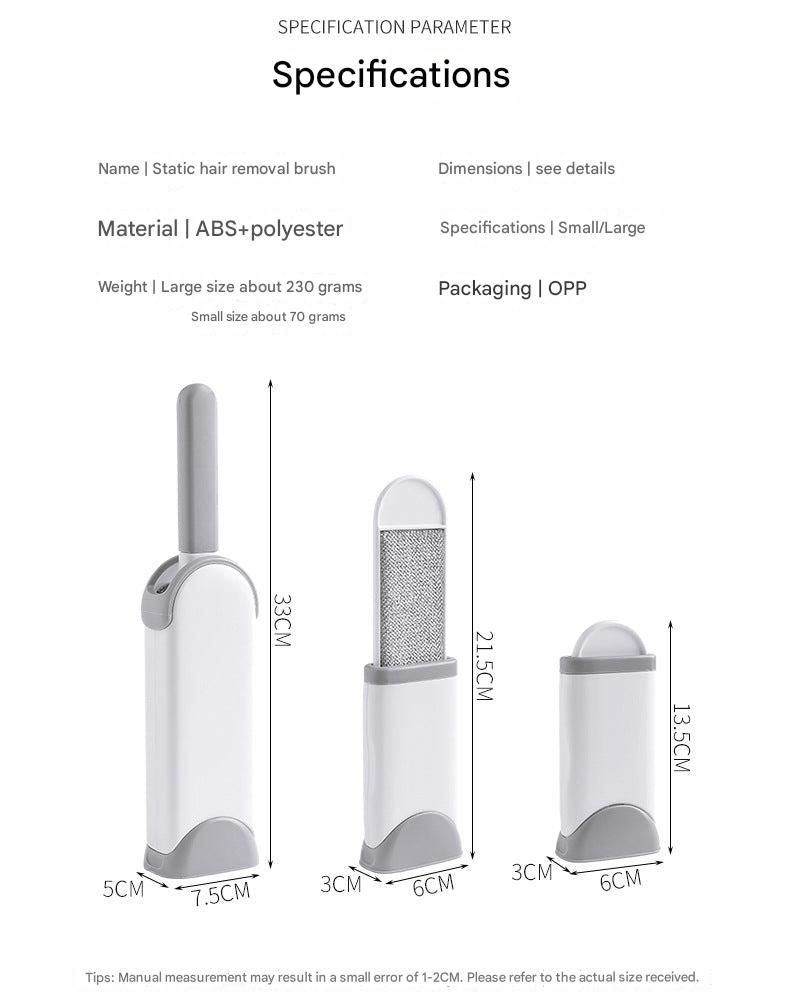 Front view of double-sided pet hair remover brush