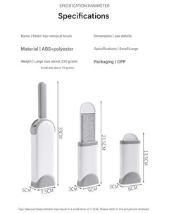 Front view of double-sided pet hair remover brush