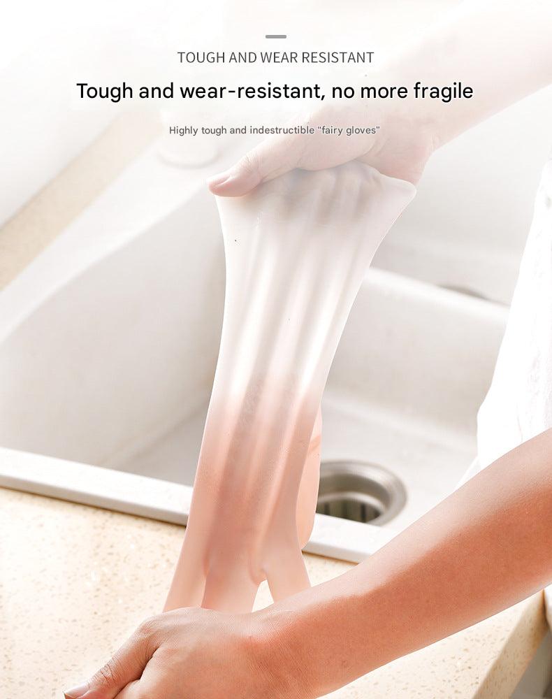 Visible texture and thickness of cleaning gloves