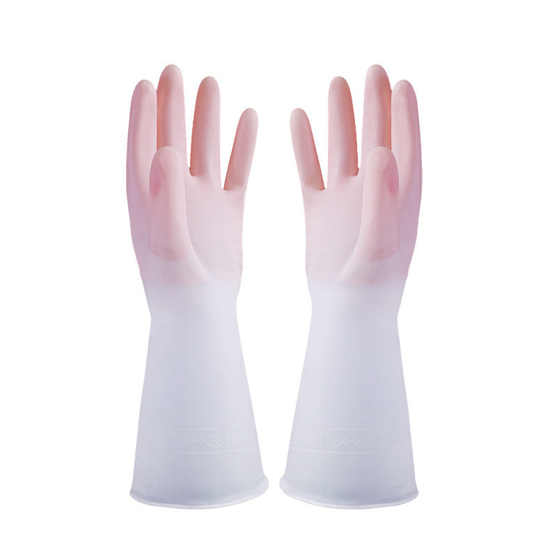 Durable gloves for dishwashing in blue and pink