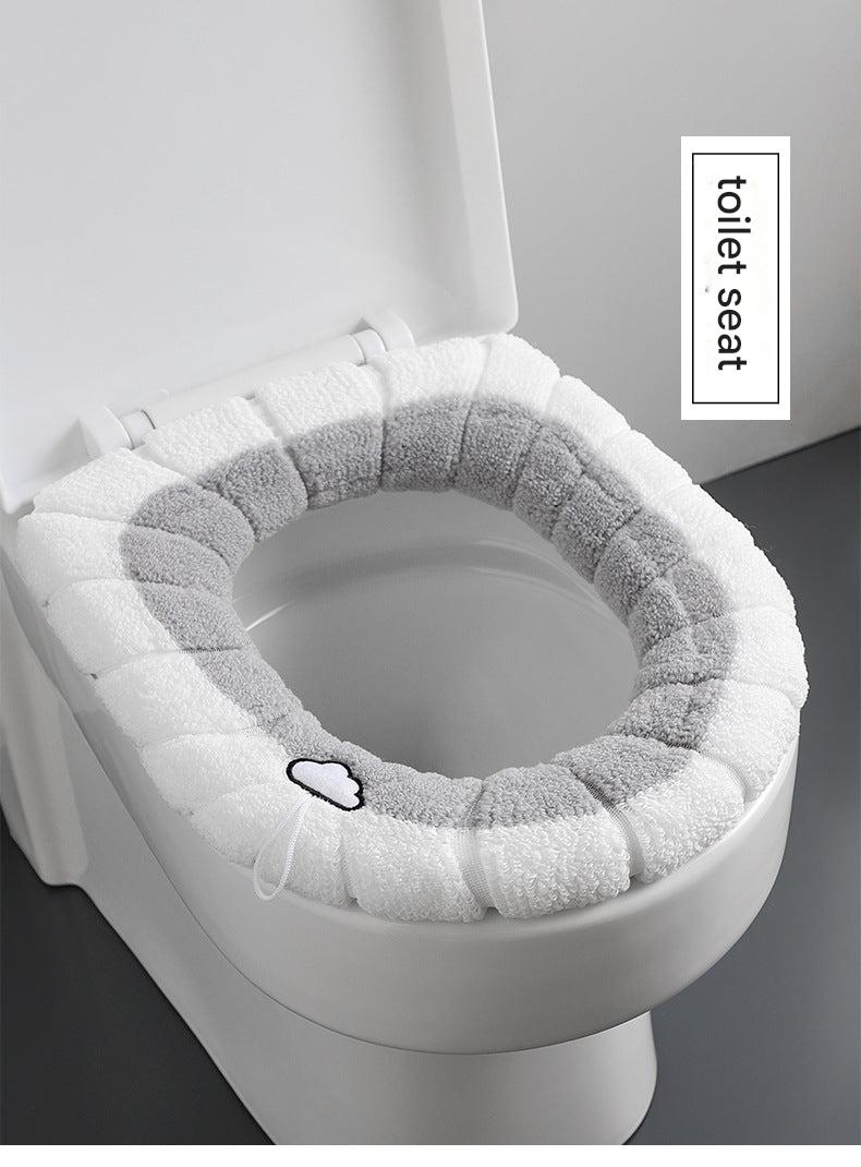 Close-up of winter toilet seat cover texture