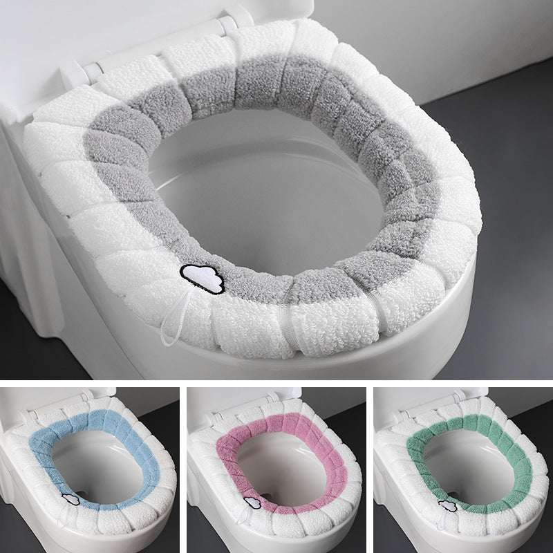 Cozy blue toilet seat cover design