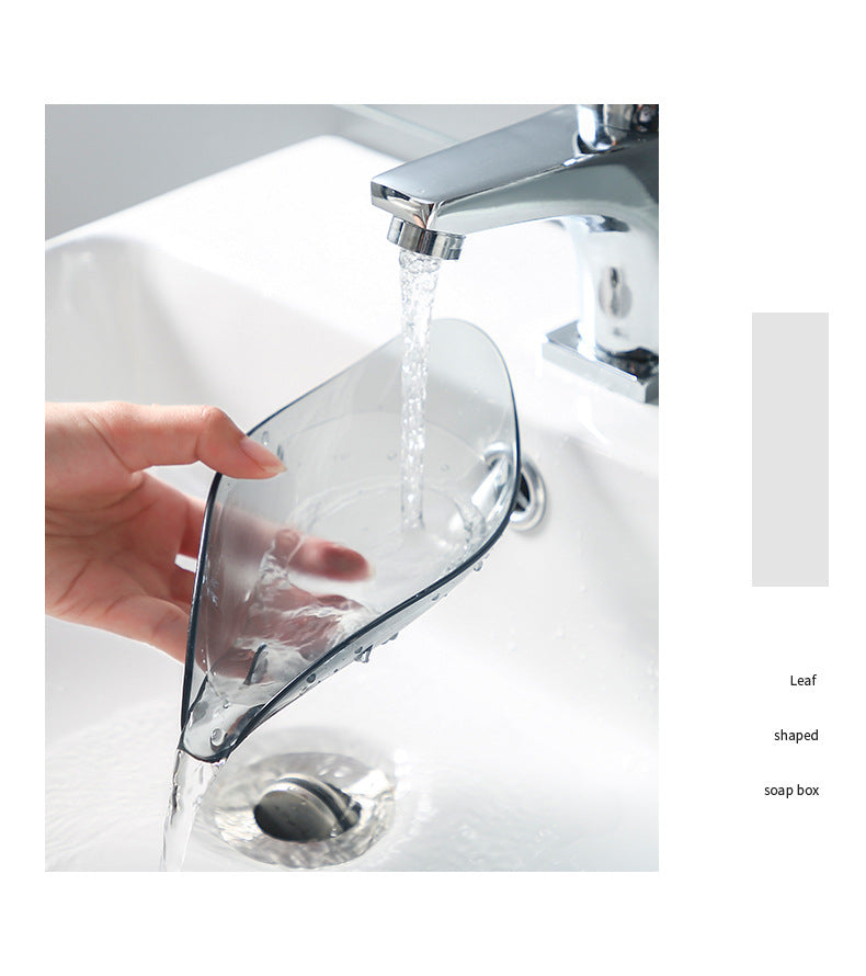 Water-saving leaf soap holder in grey colour