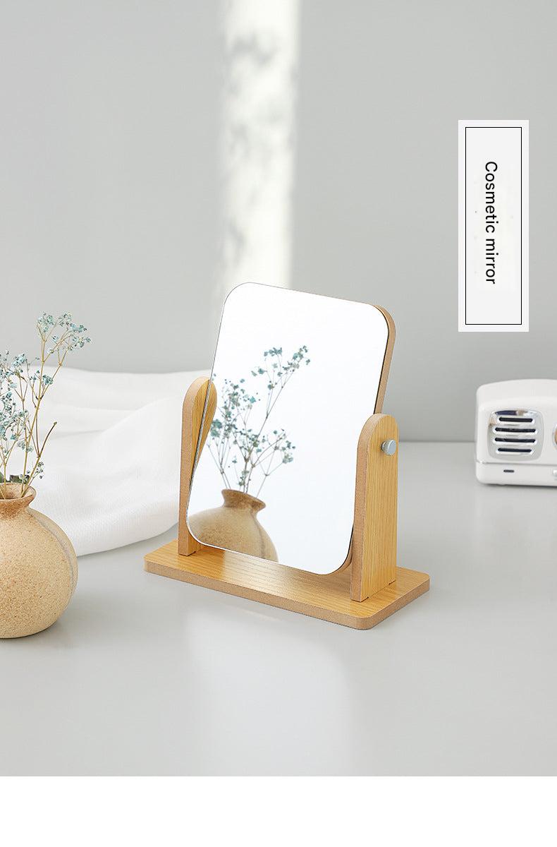 Wooden desk mirror featuring rotating function