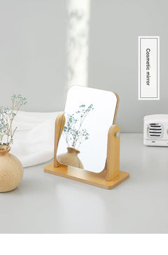Wooden desk mirror featuring rotating function