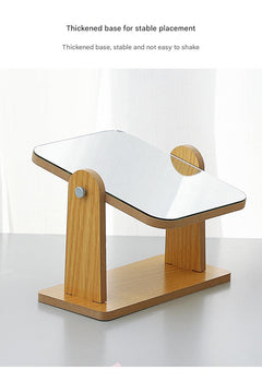 Makeup mirror placed on vanity desk for use