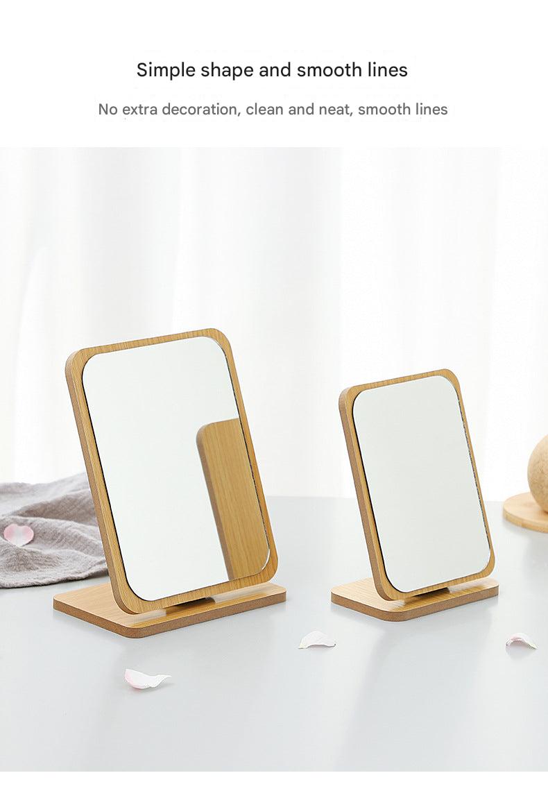 Different sizes of wooden makeup mirrors for dorm use