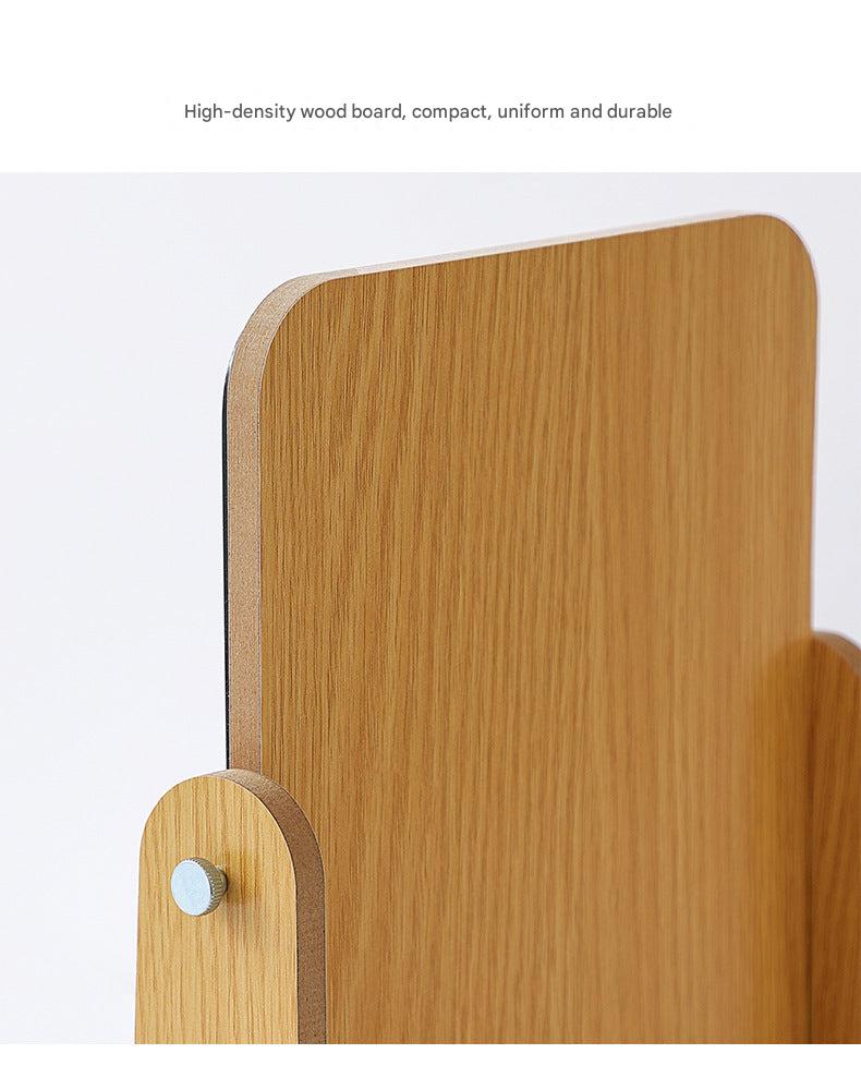 Compact design of a foldable makeup mirror on table