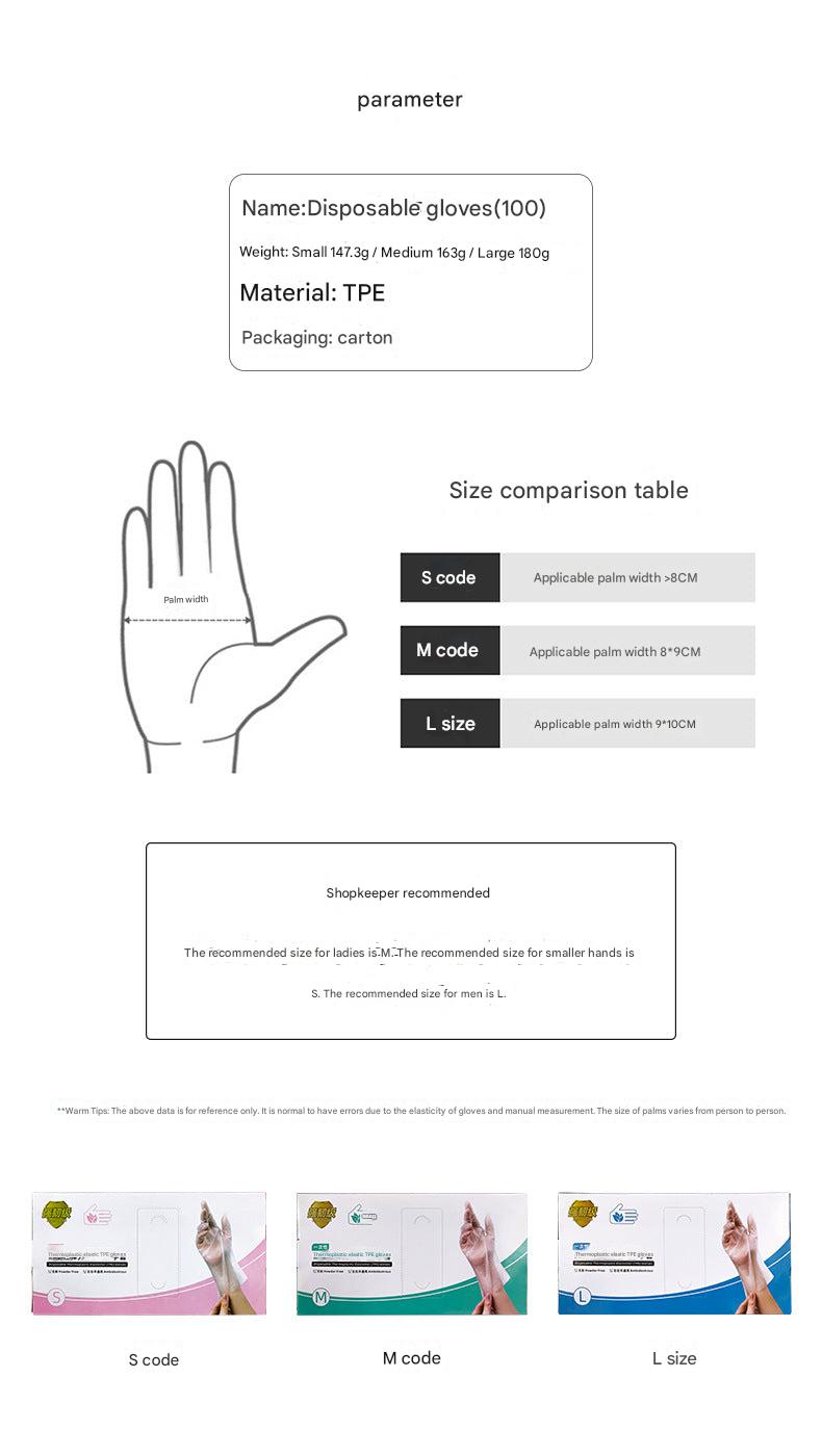 Comfortable fit disposable gloves in various sizes