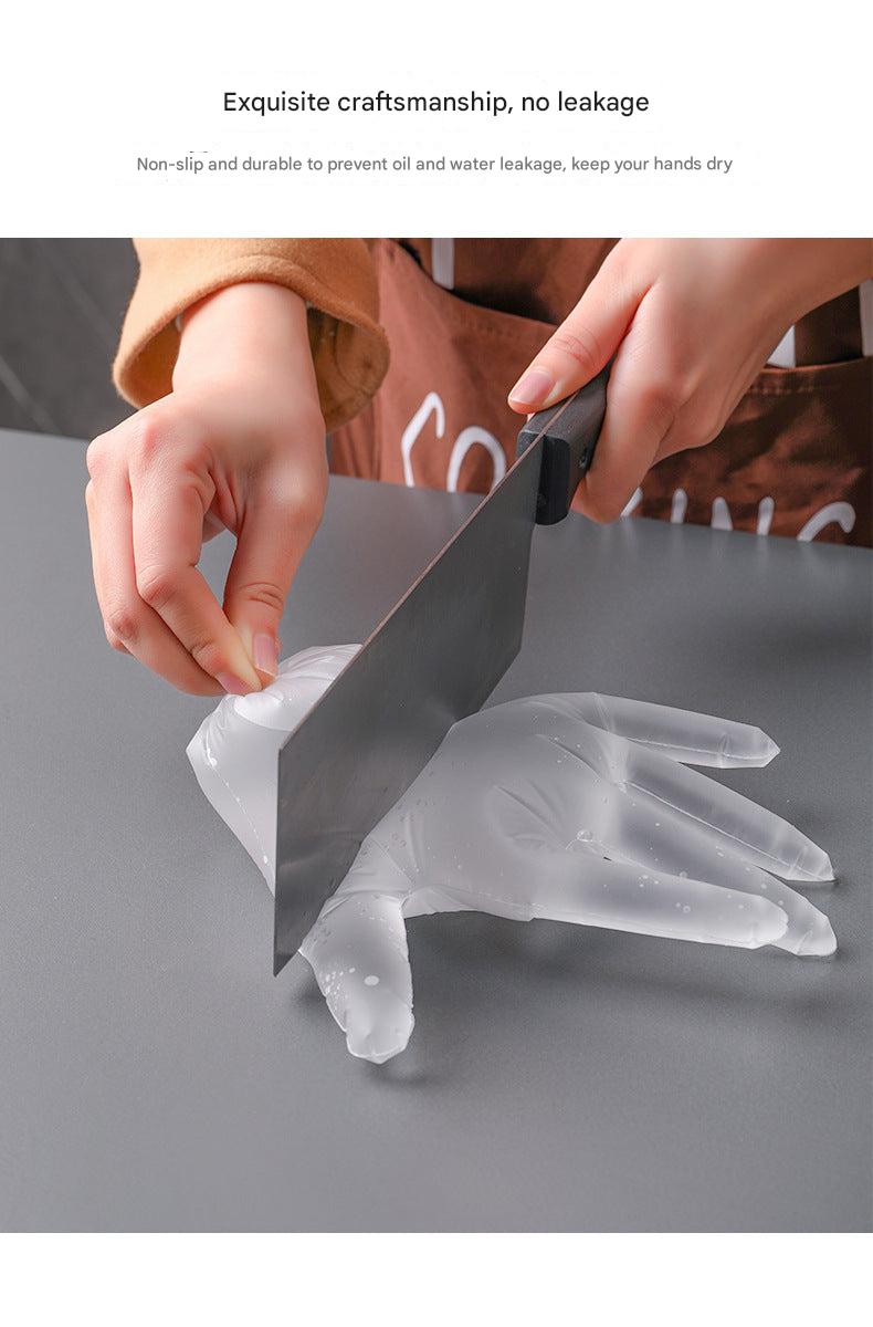 Heavy-duty disposable gloves displayed in a box