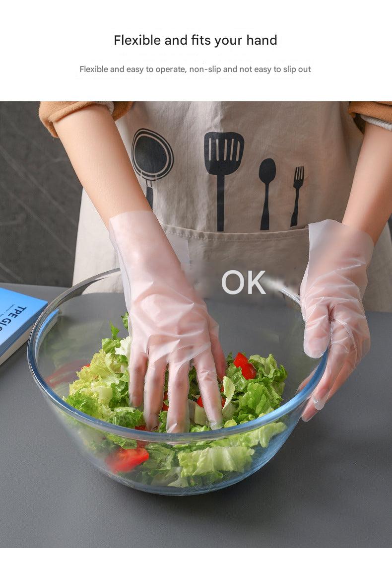 Flexible disposable gloves in use