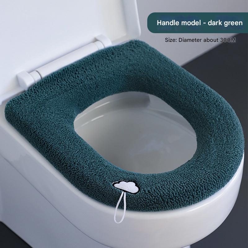 Thick plush toilet seat cover adds comfort and style