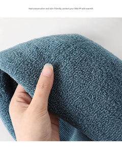Comfortable light grey toilet seat cover displayed on toilet