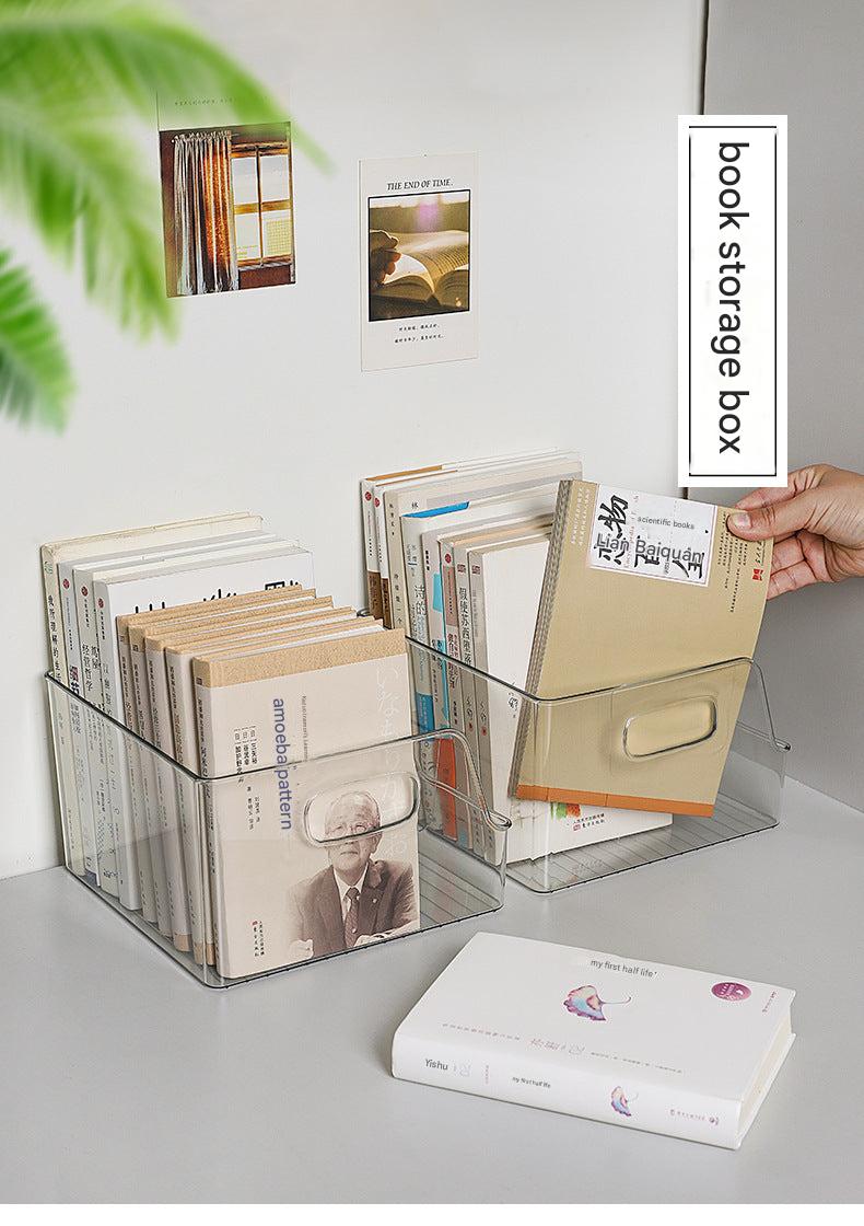 Large clear storage box for clutter-free desktop