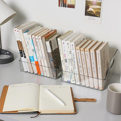 Transparent book storage box with easy access