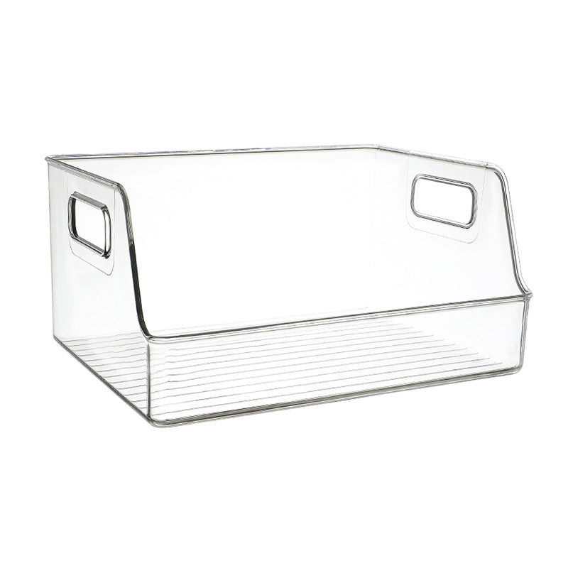 Organised workspace with clear storage bins
