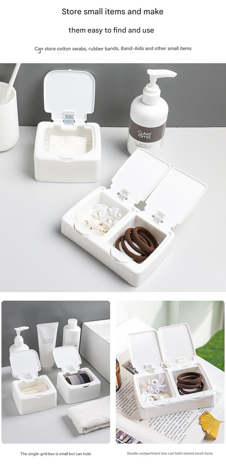 Close-up of Desktop Storage Box with Cotton Swabs - Image 3