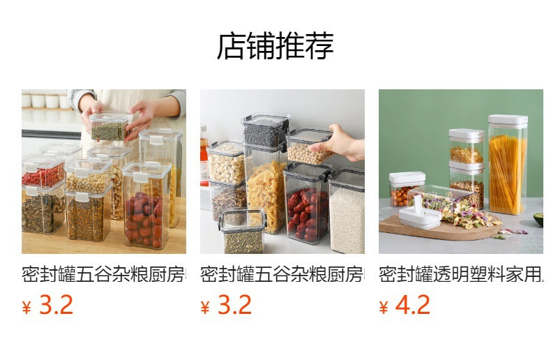 Clear plastic kitchen storage containers set
