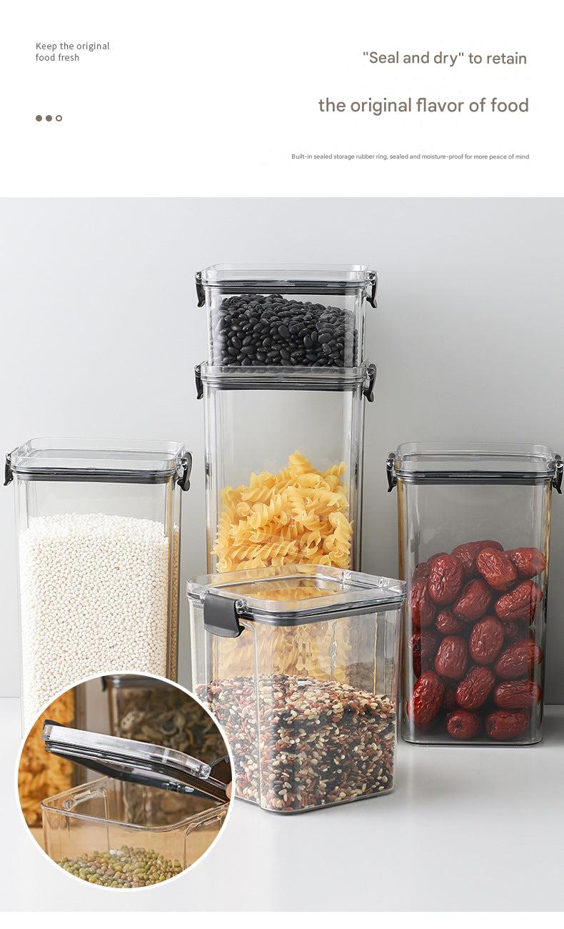Refrigerator stocked with clear plastic jars