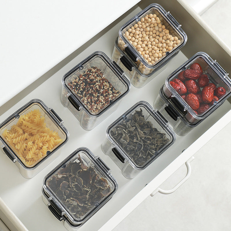 Organised pantry with clear jars