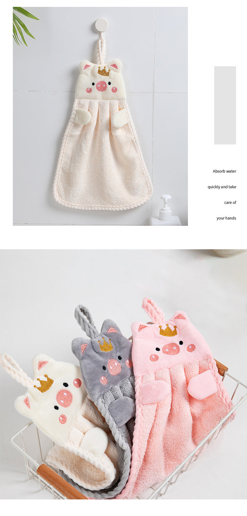 absorbent coral velvet hand towel in kitchen