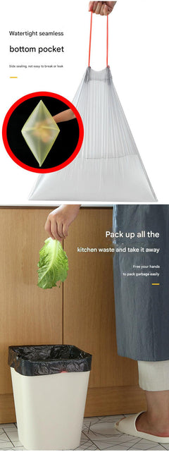 Heavy-duty drawstring trash bags in blue