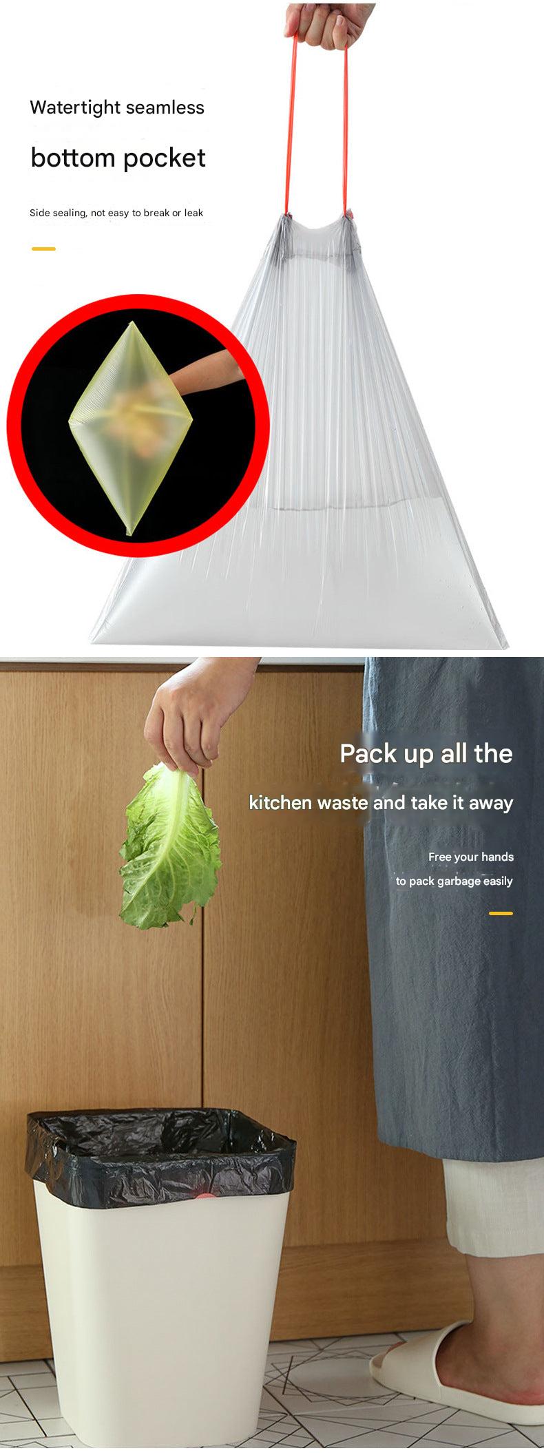 Heavy-duty drawstring trash bags in blue