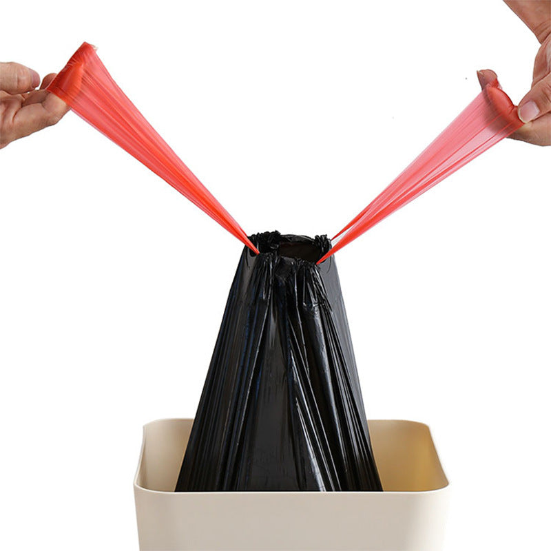 Heavy-duty drawstring trash bags in green