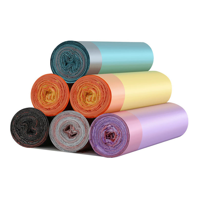 Mixed colours of heavy-duty drawstring trash bags