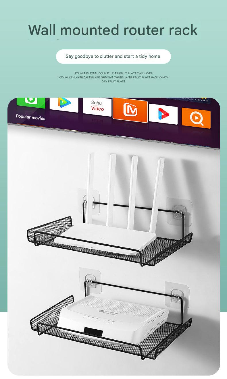 close-up of durable iron router shelf